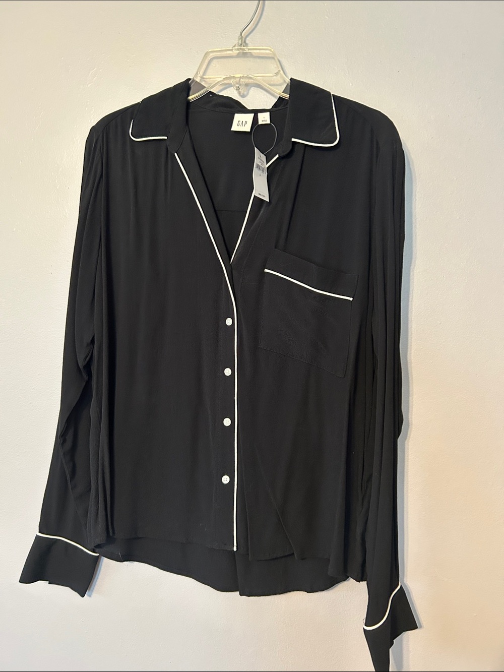GAP Black Shirt with White Piping Trim